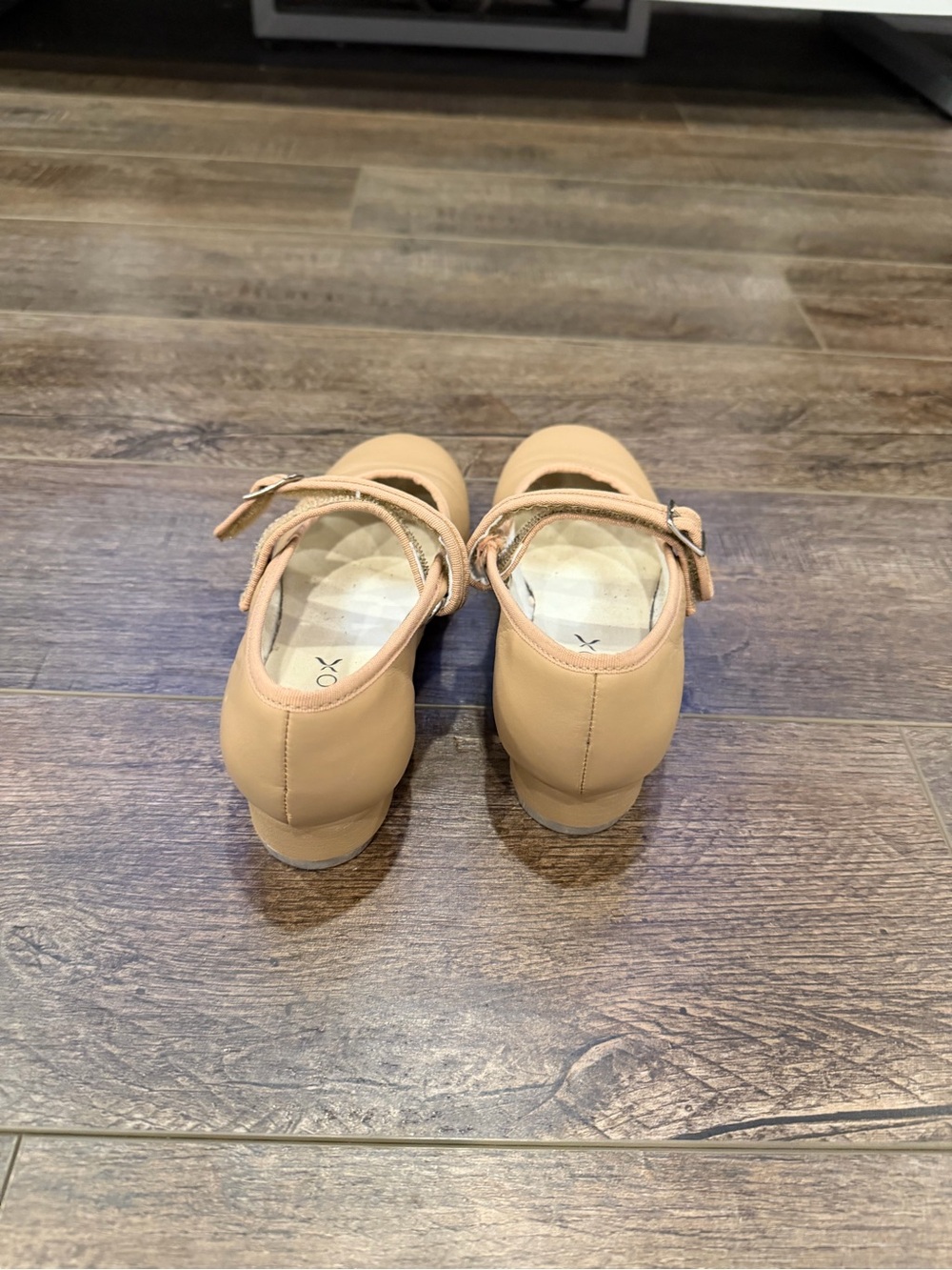 Capezio Tele Tone Tap Shoes Girls Size 2 M Tan Leather Mary Jane Dance Shoes - Picture 5 of 7